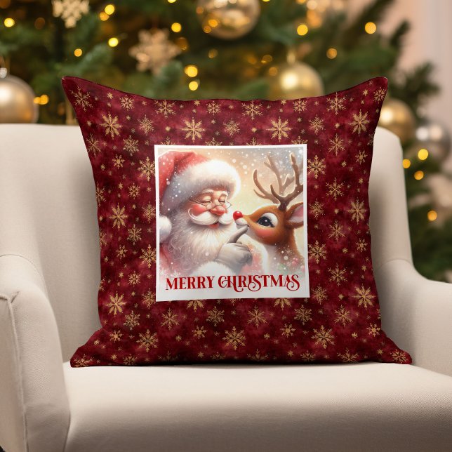 Cute Santa Rudolph Holiday Pillow Merry Christmas  Kissen (Cute Santa Rudolph Holiday Pillow Merry Christmas)