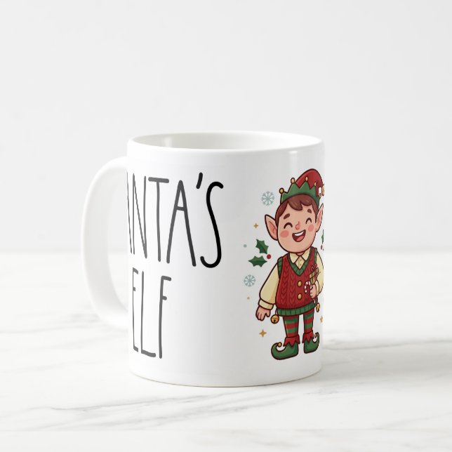 Cute Santa’s Elf Christmas Mug Kaffeetasse (Vorderseite Links)