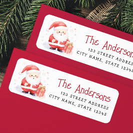 Cute Santa watercolor illustration return address