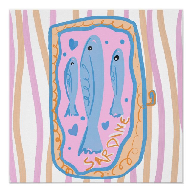 Cute Sardine Art Poster (Vorderseite)