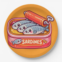 Cute Sardines Fish Cartoon Pappteller