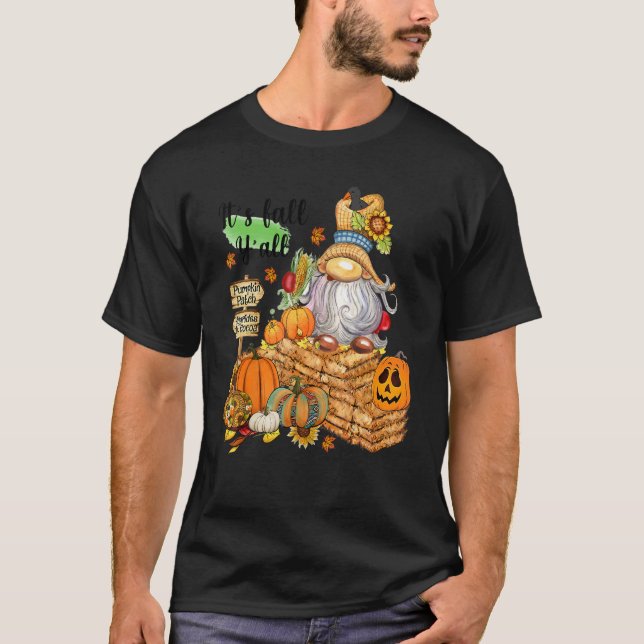 Cute Scarecrow Gnome Fall Autumn Thanksgiving Girl T-Shirt (Vorderseite)