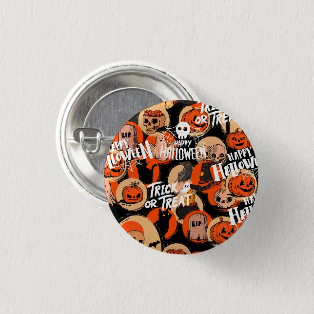  Cute & Scary Halloween Spooky vibes  Button (Vorne & Hinten)