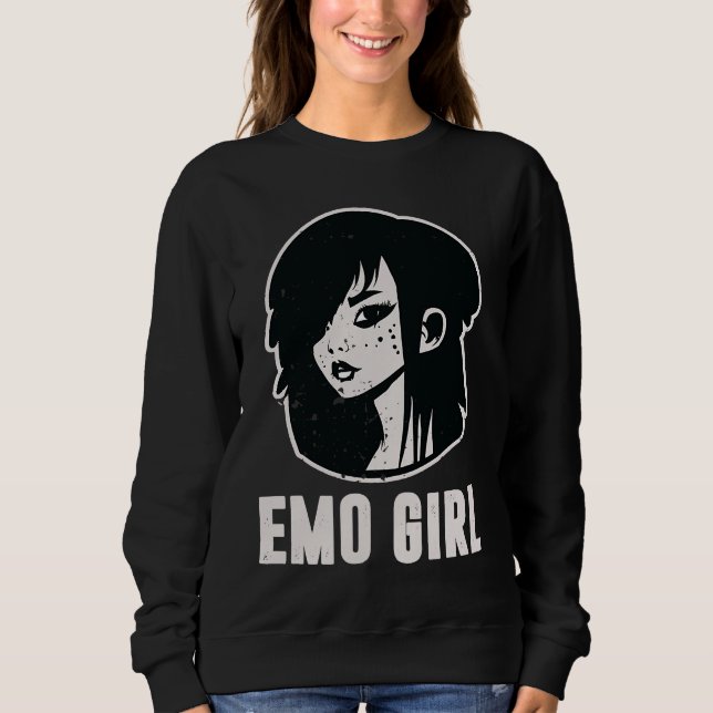 Cute Scene Girl 90's 2000's Goth Punk Emo Girl Sweatshirt (Vorderseite)