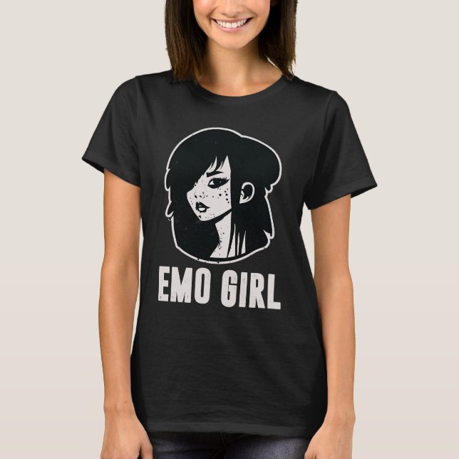 Cute Scene Girl 90's 2000's Goth Punk Emo Girl T-Shirt (Vorderseite)