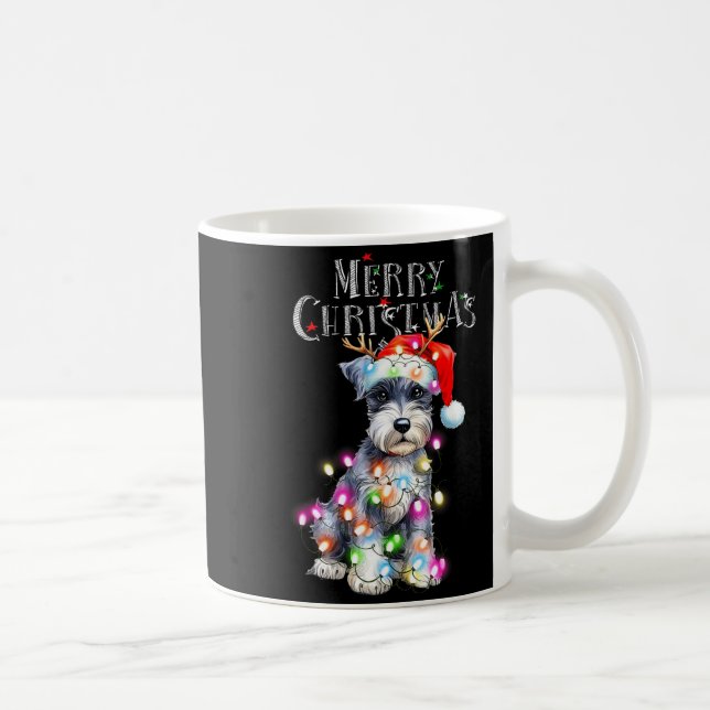Cute Schnauzer Christmas Lights Xmas Dog Santa Hat Kaffeetasse (Rechts)