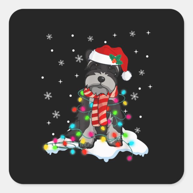 Cute Schnauzer Christmas Quadratischer Aufkleber (Vorderseite)