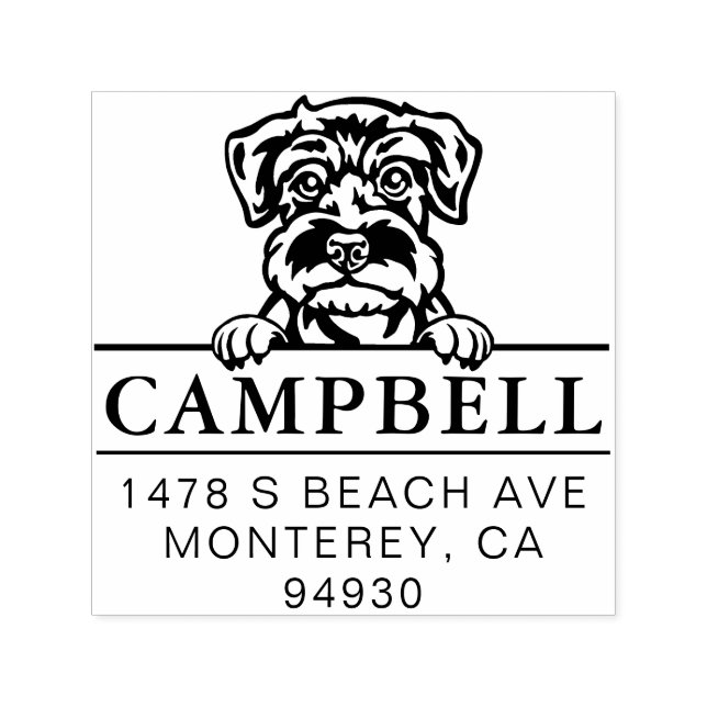 Cute Schnauzer Custom Dog Address Stamp  Permastempel (Design)