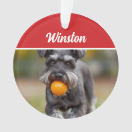 Cute Schnauzer Dog Holiday Christmas Photo Ornament