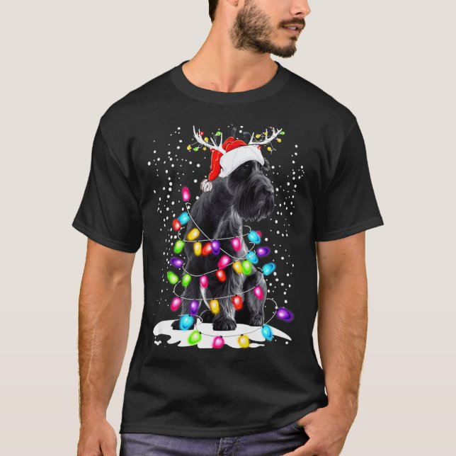 Cute Schnauzer With Christmas Lights  T-Shirt (Vorderseite)