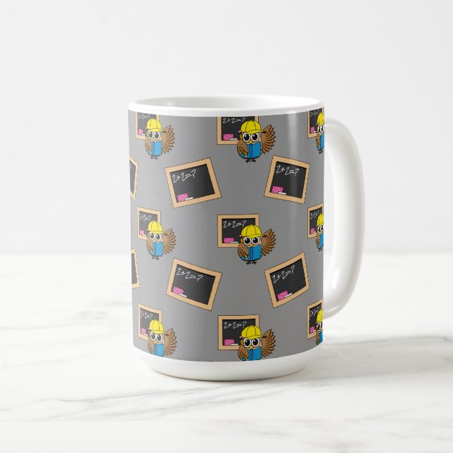 Cute School Student Owl Cartoon Kaffeetasse (VorderseiteRechts)