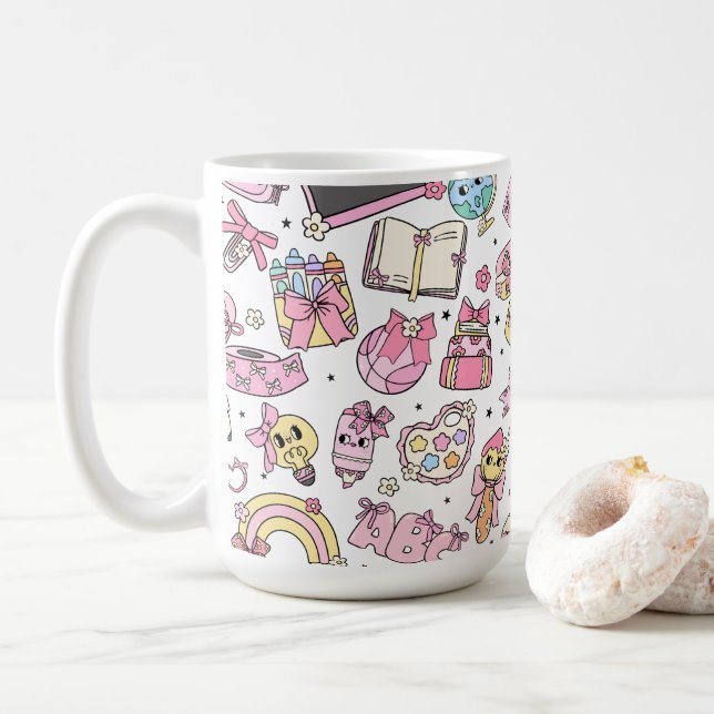 Cute School Themed Coffee Tea Mug Kaffeetasse (Mit Donut)