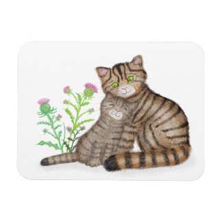 Cute Scottish Wildcat and kitten magnet