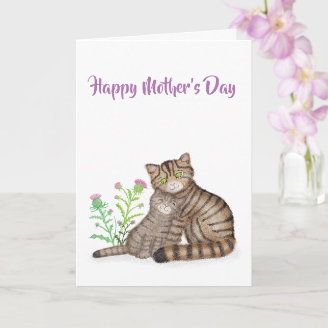 Cute Scottish Wildcats Mother's Day card Karte (Orchidee)