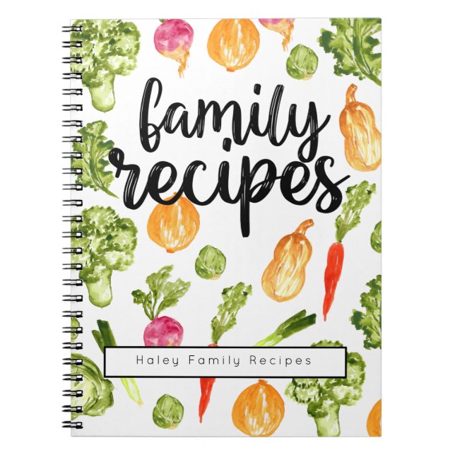 cute Script Family Cookbook recipe Notebook Notizblock (Vorderseite)