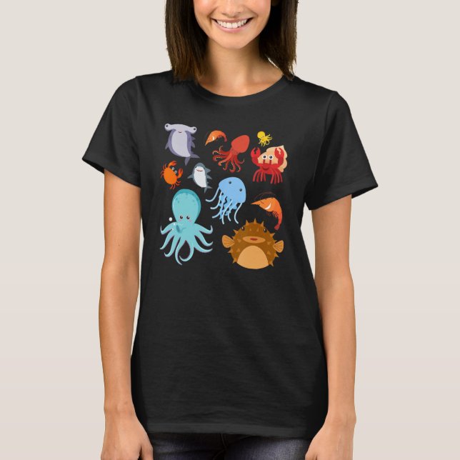 Cute Sea Animals Ocean Creatures Clownfish T-Shirt (Vorderseite)