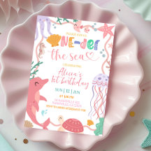 Cute Sea Animals Oneder the sea Birthday invitatio