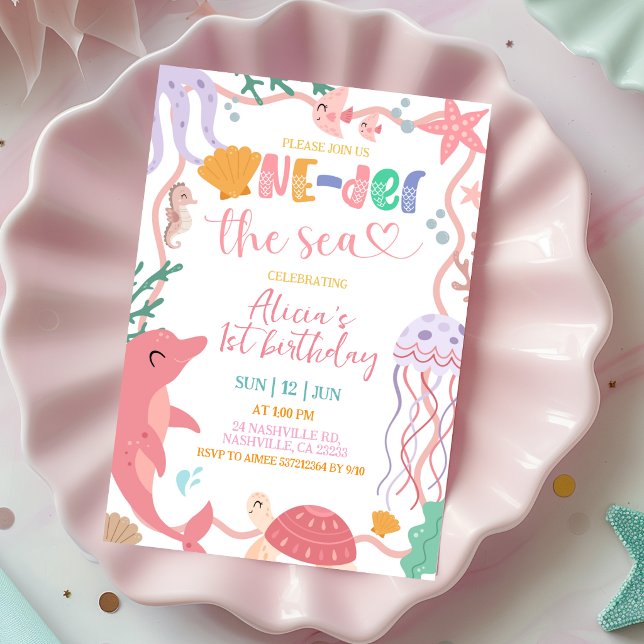 Cute Sea Animals Oneder the sea Birthday invitatio Einladung (Von Creator hochgeladen)