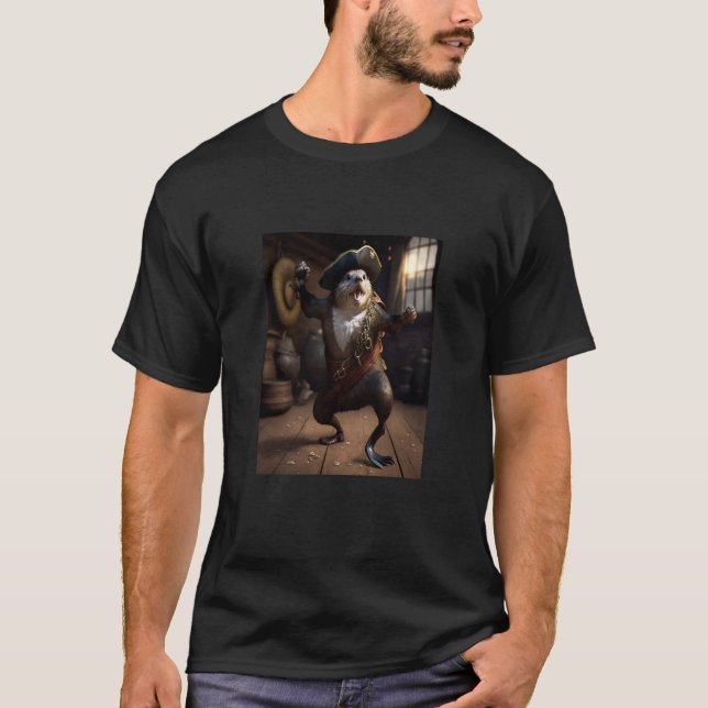 Cute Sea Otter Pet Dabbing Pirate Otter T-Shirt (Vorderseite)