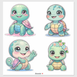 Cute Sea Turtle Custom-Cut Vinyl Sticker
