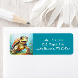 Cute Sea Turtle in the Ocean Cartoon