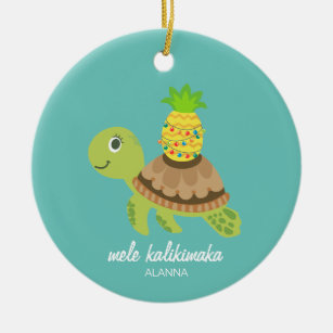 Cute Sea Turtle Mele Kalikimaka Ornament
