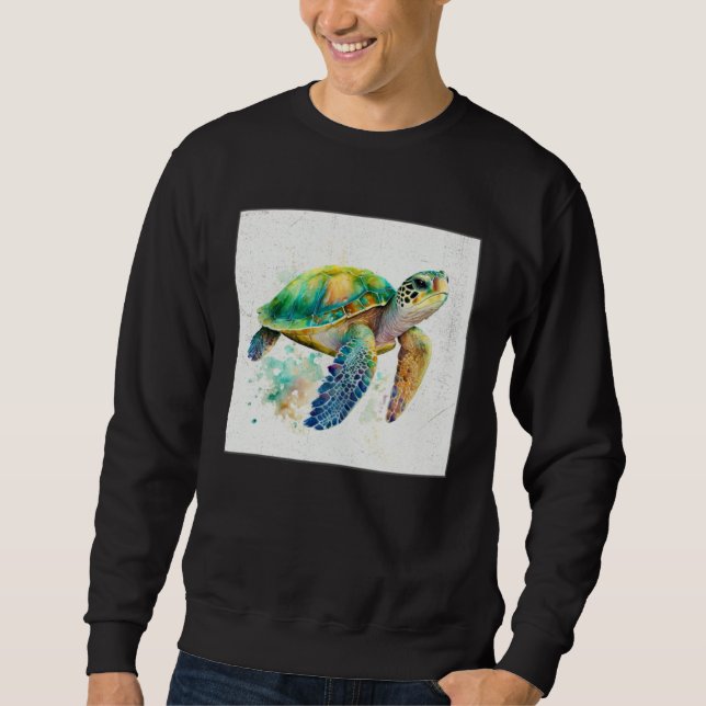 Cute Sea Turtle Paint Splatter Illustration Colorf Sweatshirt (Vorderseite)