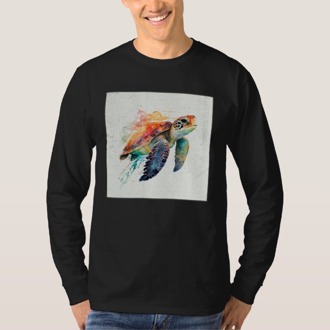 Cute Sea Turtle Paint Splatter Illustration Colorf T-Shirt (Vorderseite)
