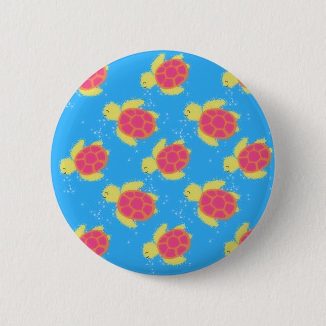 Cute Sea Turtle Pattern Button (Vorderseite)