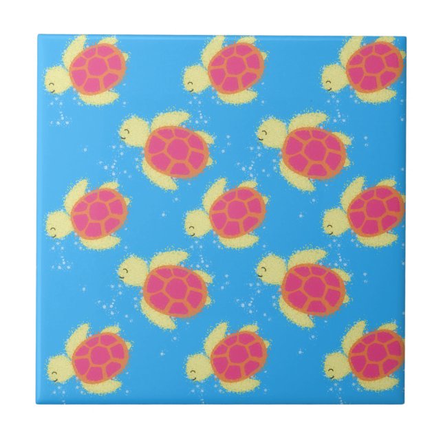 Cute Sea Turtle Pattern Fliese (Vorderseite)