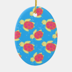 Cute Sea Turtle Pattern Keramik Ornament