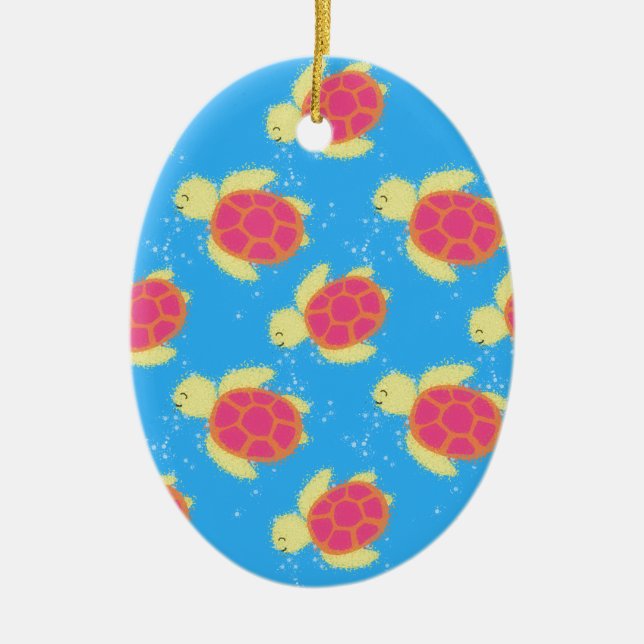 Cute Sea Turtle Pattern Keramik Ornament (Vorne)