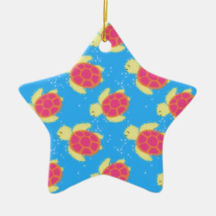 Cute Sea Turtle Pattern Keramik Ornament