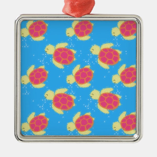 Cute Sea Turtle Pattern Ornament Aus Metall (Vorne)