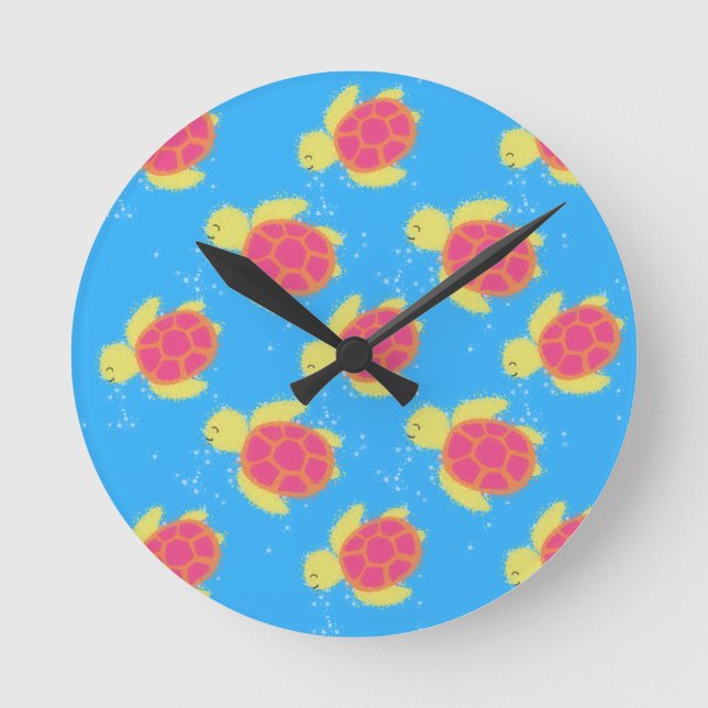 Cute Sea Turtle Pattern Runde Wanduhr (Vorderseite)