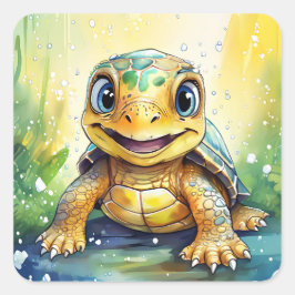 Cute Sea Turtle Quadratischer Aufkleber