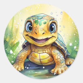 Cute Sea Turtle Runder Aufkleber