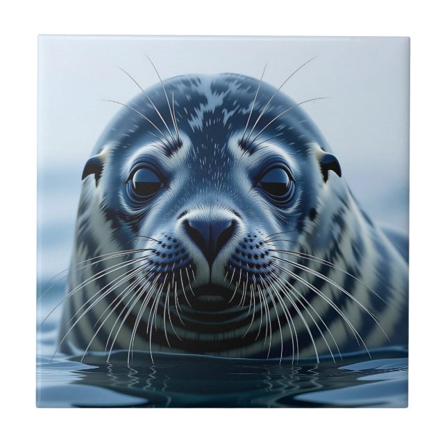 Cute Seal Close up Fliese (Vorderseite)
