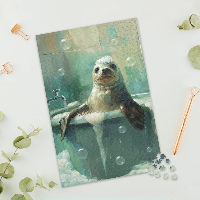 Cute Seal in Bubble Bath Jigsaw Puzzle (Von Creator hochgeladen)