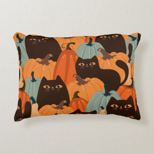Cute seamless pattern with black cats and pumpkins dekokissen