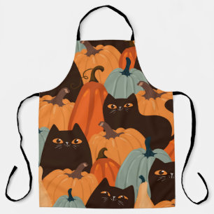 Cute seamless pattern with black cats and pumpkins schürze