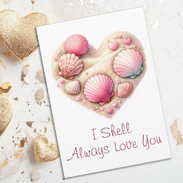Cute Seashell Heart Beach Love Valentine's Day Feiertagskarte