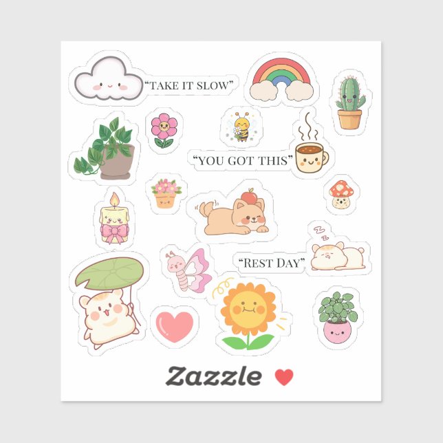 Cute Self Care Stickers Aufkleber (Blatt)