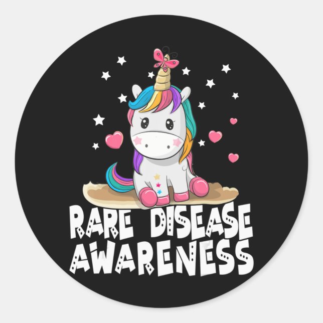 Cute Seltene Disease Awareness T Shirt Unicorn Lov Runder Aufkleber (Vorderseite)