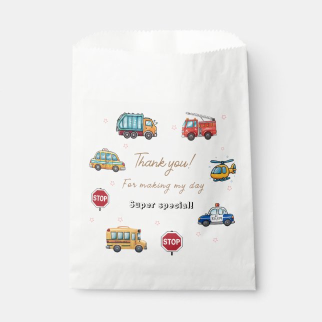 Cute Service Vehicle Birthday bash Favor Bags Geschenktütchen (Vorderseite)