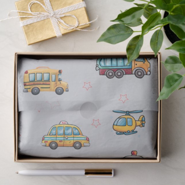 Cute Service Vehicles  Seidenpapier (Geschenk)