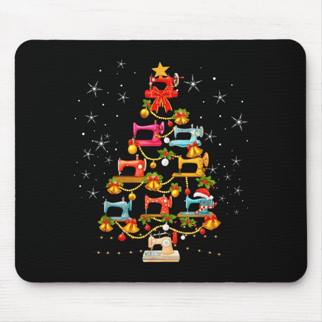Cute Sewing Machine Christmas Tree Christmas Ornam Mousepad (Vorne)