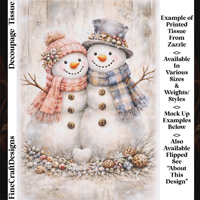 Cute Shabby Chic Snowman Couple FG2L Decoupage Seidenpapier (Von Creator hochgeladen)