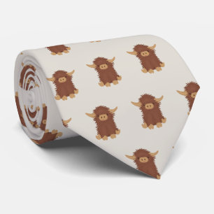 Cute, shaggy Highland cow custom design Krawatte