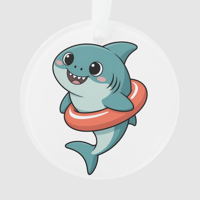 Cute Shark Baby With Float | Kids Ornament (Vorderseite)